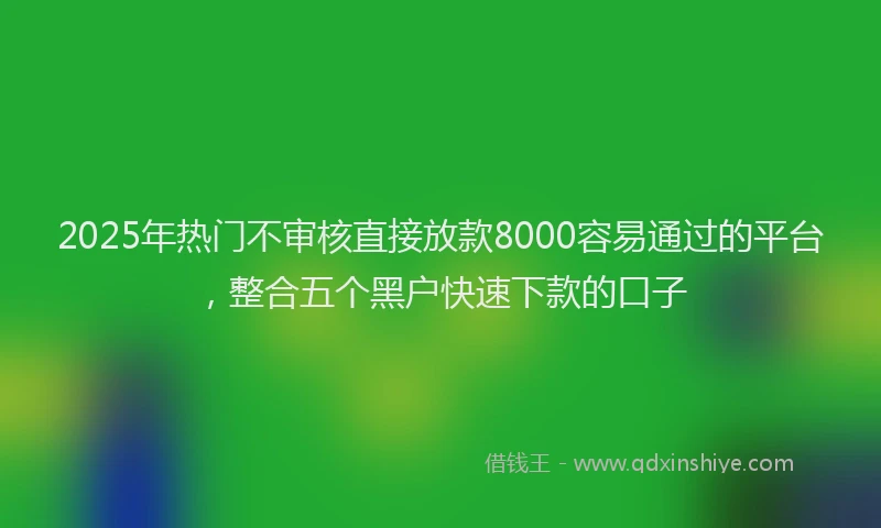 2025年热门不审核直接放款8000容易通过的平台，整合五个黑户快速下款的口子