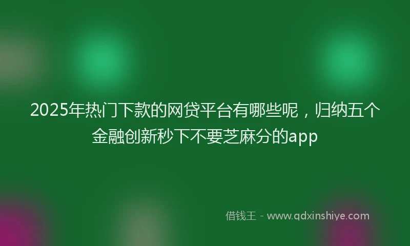 2025年热门下款的网贷平台有哪些呢，归纳五个金融创新秒下不要芝麻分的app