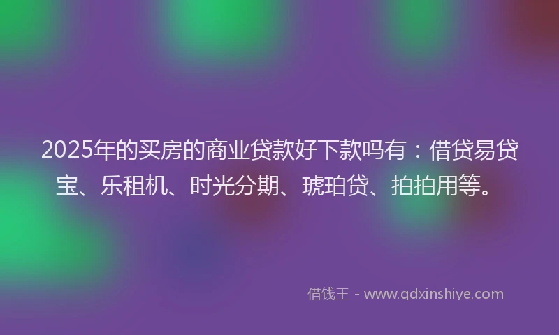 2025年的买房的商业贷款好下款吗有：借贷易贷宝、乐租机、时光分期、琥珀贷、拍拍用等。