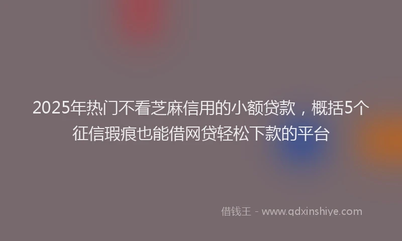 2025年热门不看芝麻信用的小额贷款，概括5个征信瑕疵也能借网贷轻松下款的平台