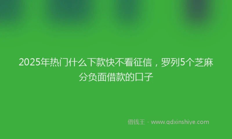 2025年热门什么下款快不看征信，罗列5个芝麻分负面借款的口子