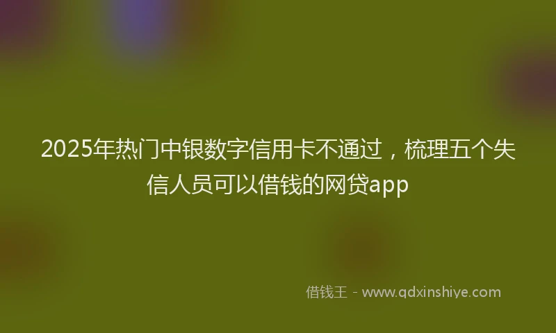 2025年热门中银数字信用卡不通过，梳理五个失信人员可以借钱的网贷app