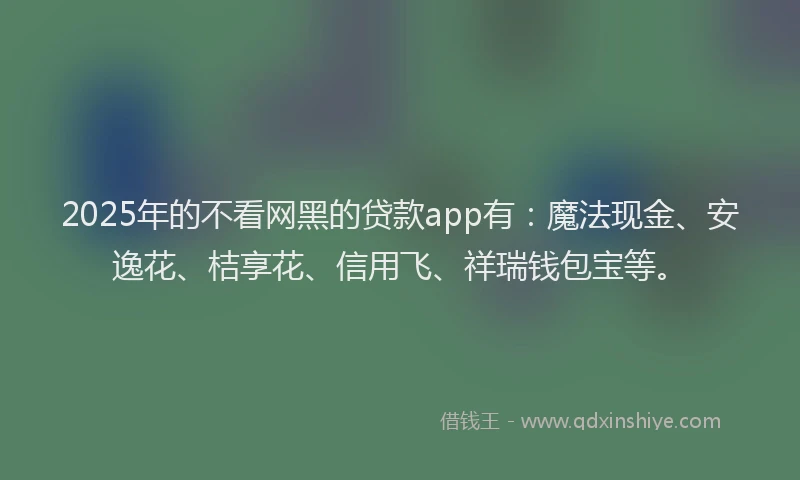 2025年的不看网黑的贷款app有：魔法现金、安逸花、桔享花、信用飞、祥瑞钱包宝等。