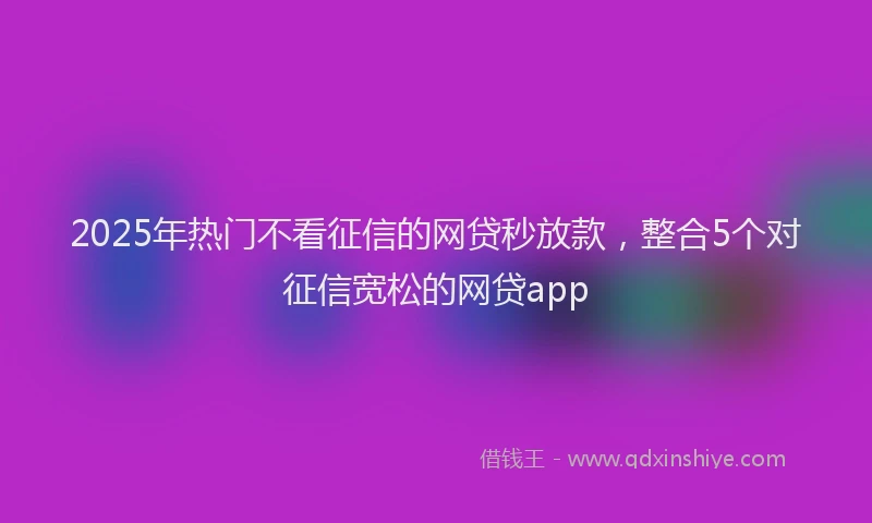 2025年热门不看征信的网贷秒放款，整合5个对征信宽松的网贷app
