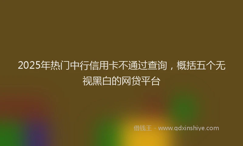 2025年热门中行信用卡不通过查询，概括五个无视黑白的网贷平台