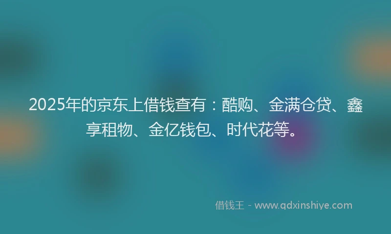 2025年的京东上借钱查有：酷购、金满仓贷、鑫享租物、金亿钱包、时代花等。