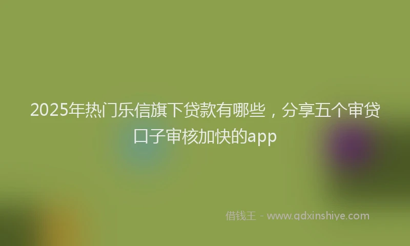 2025年热门乐信旗下贷款有哪些，分享五个审贷口子审核加快的app