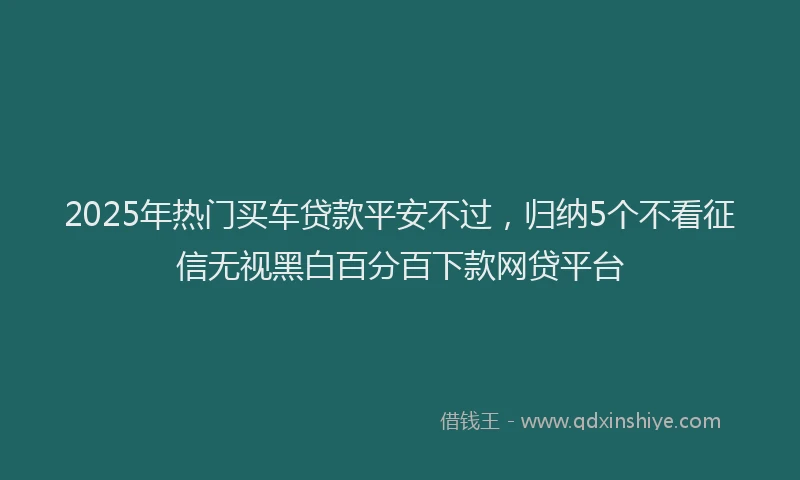 2025年热门买车贷款平安不过，归纳5个不看征信无视黑白百分百下款网贷平台