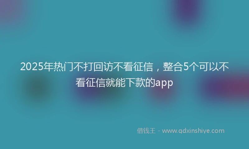 2025年热门不打回访不看征信，整合5个可以不看征信就能下款的app
