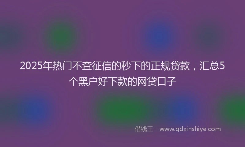 2025年热门不查征信的秒下的正规贷款，汇总5个黑户好下款的网贷口子