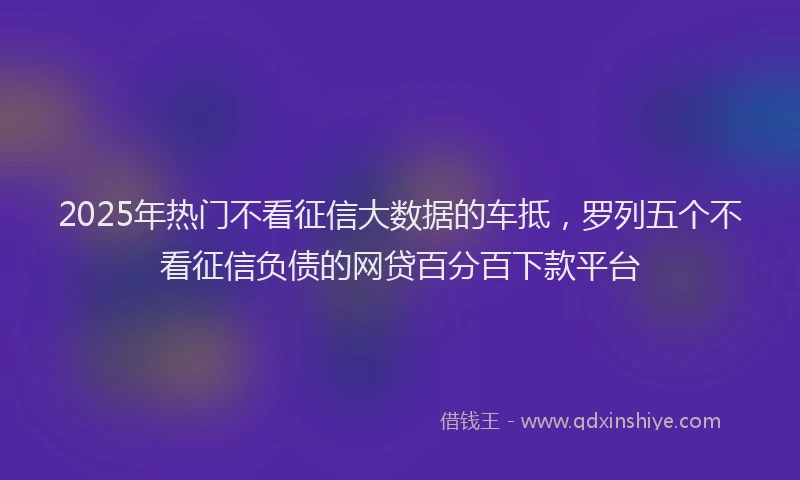 2025年热门不看征信大数据的车抵，罗列五个不看征信负债的网贷百分百下款平台