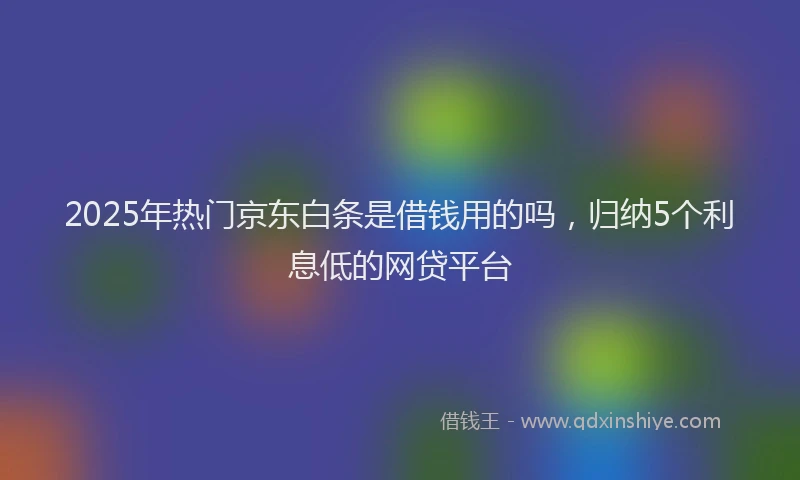 2025年热门京东白条是借钱用的吗，归纳5个利息低的网贷平台