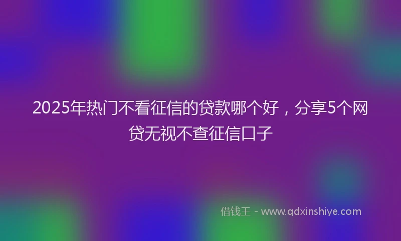 2025年热门不看征信的贷款哪个好，分享5个网贷无视不查征信口子