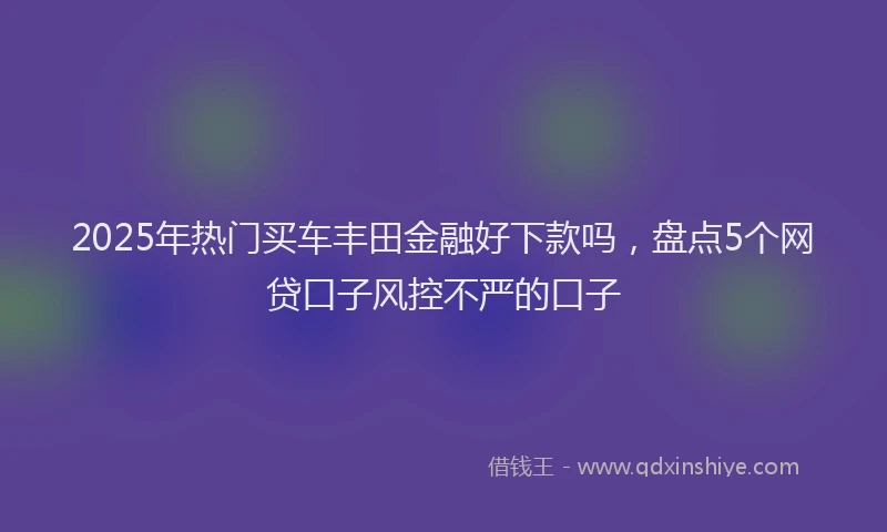 2025年热门买车丰田金融好下款吗，盘点5个网贷口子风控不严的口子