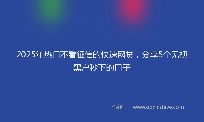2025年热门不看征信的快速网贷，分享5个无视黑户秒下的口子
