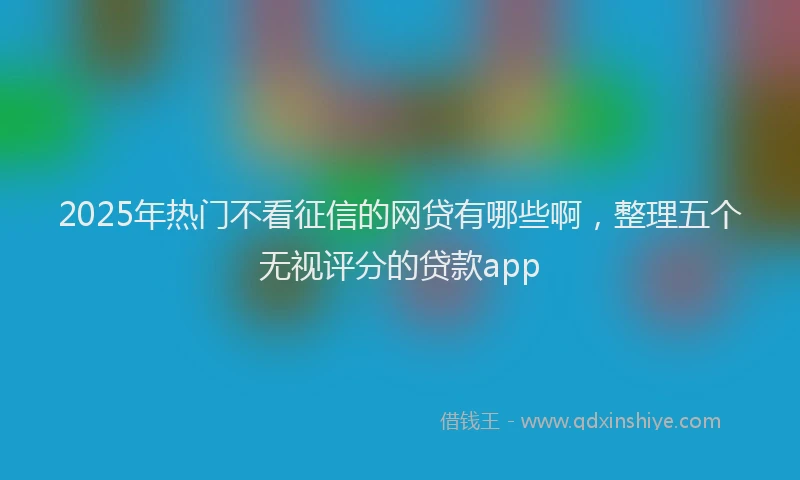 2025年热门不看征信的网贷有哪些啊，整理五个无视评分的贷款app