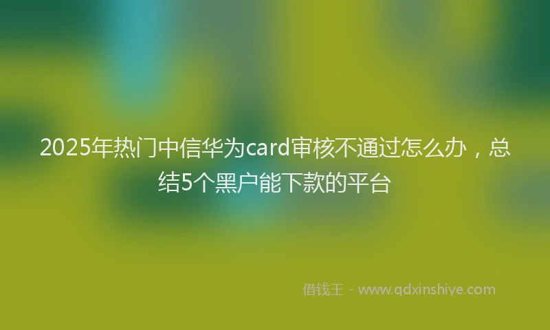2025年热门中信华为card审核不通过怎么办，总结5个黑户能下款的平台