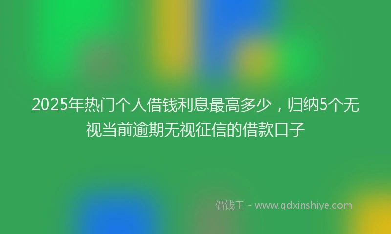 2025年热门个人借钱利息最高多少，归纳5个无视当前逾期无视征信的借款口子