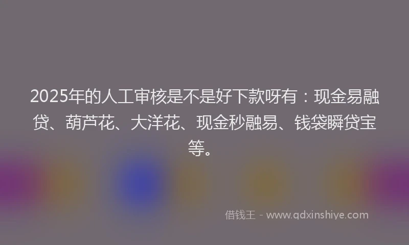 2025年的人工审核是不是好下款呀有：现金易融贷、葫芦花、大洋花、现金秒融易、钱袋瞬贷宝等。