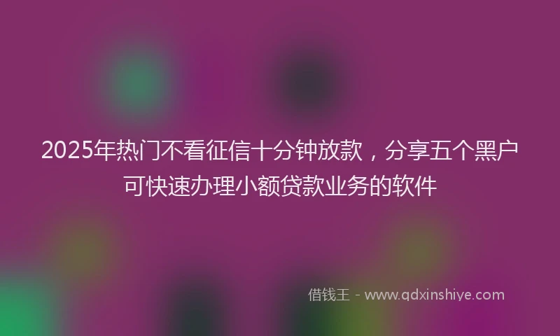 2025年热门不看征信十分钟放款，分享五个黑户可快速办理小额贷款业务的软件