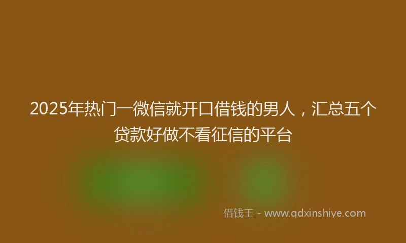 2025年热门一微信就开口借钱的男人，汇总五个贷款好做不看征信的平台