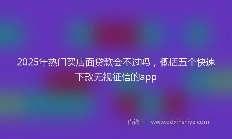 2025年热门买店面贷款会不过吗，概括五个快速下款无视征信的app