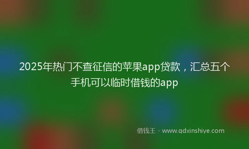 2025年热门不查征信的苹果app贷款，汇总五个手机可以临时借钱的app