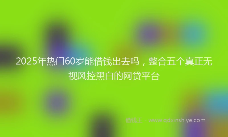 2025年热门60岁能借钱出去吗，整合五个真正无视风控黑白的网贷平台