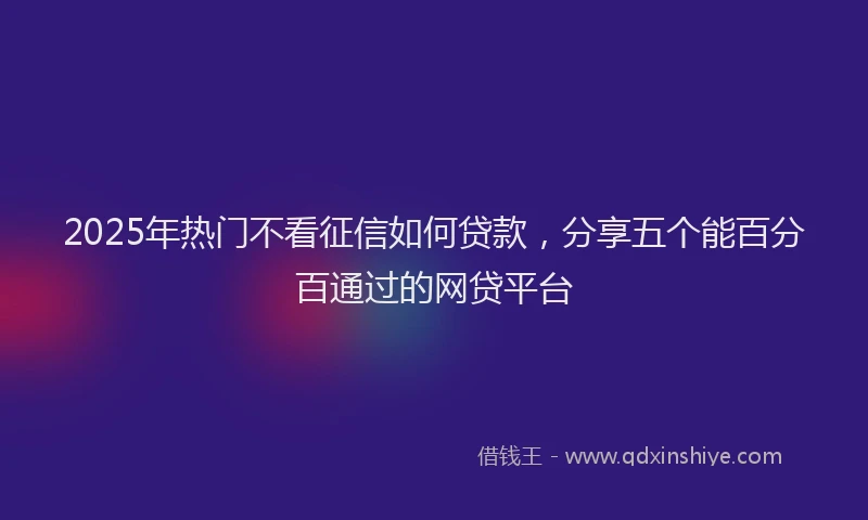 2025年热门不看征信如何贷款，分享五个能百分百通过的网贷平台