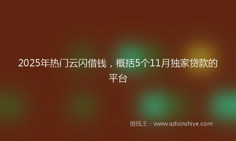2025年热门云闪借钱，概括5个11月独家贷款的平台