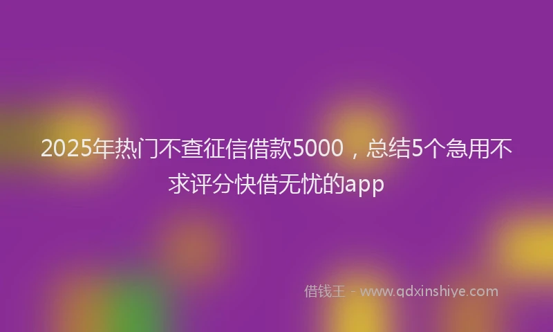 2025年热门不查征信借款5000，总结5个急用不求评分快借无忧的app