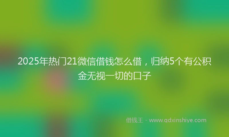 2025年热门21微信借钱怎么借，归纳5个有公积金无视一切的口子