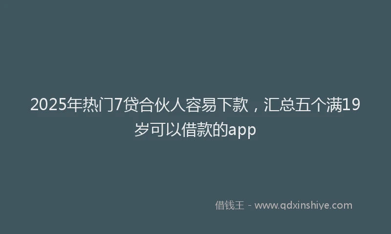 2025年热门7贷合伙人容易下款，汇总五个满19岁可以借款的app