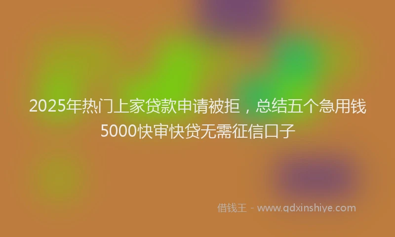 2025年热门上家贷款申请被拒，总结五个急用钱5000快审快贷无需征信口子