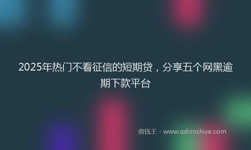 2025年热门不看征信的短期贷，分享五个网黑逾期下款平台