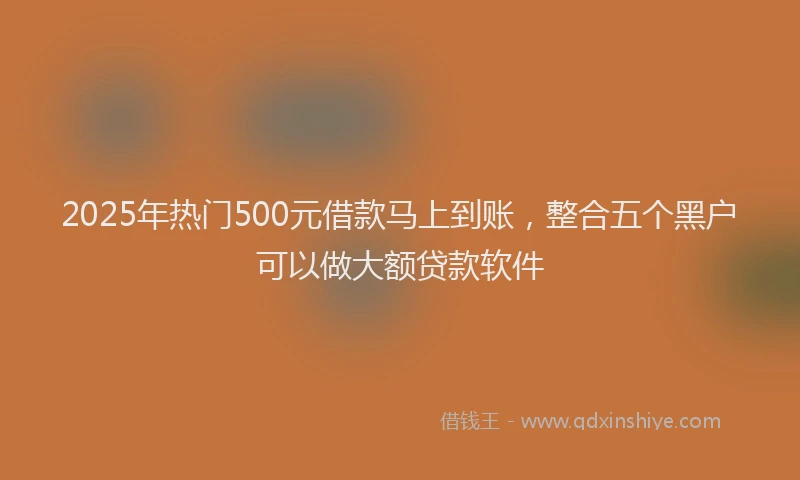 2025年热门500元借款马上到账，整合五个黑户可以做大额贷款软件