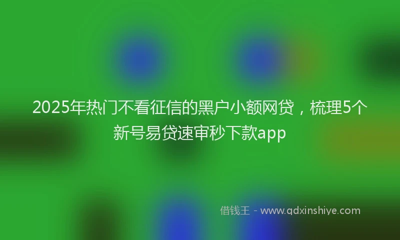 2025年热门不看征信的黑户小额网贷，梳理5个新号易贷速审秒下款app