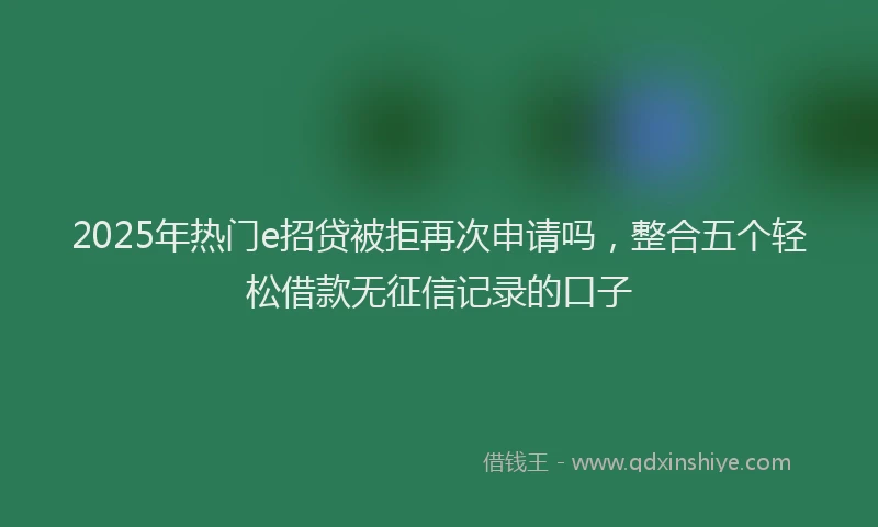 2025年热门e招贷被拒再次申请吗，整合五个轻松借款无征信记录的口子