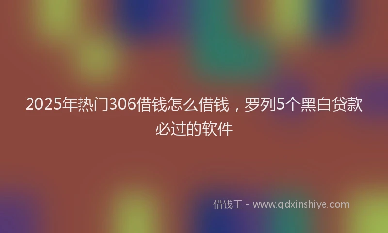 2025年热门306借钱怎么借钱，罗列5个黑白贷款必过的软件