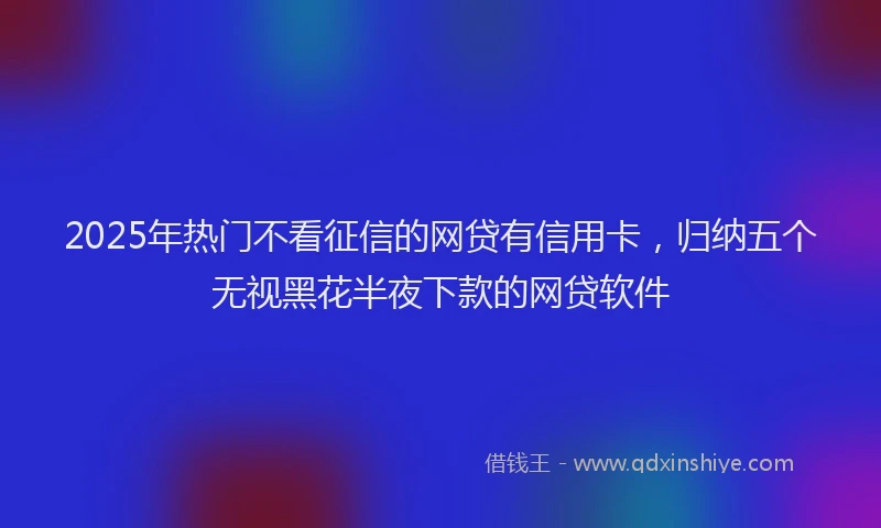 2025年热门不看征信的网贷有信用卡，归纳五个无视黑花半夜下款的网贷软件