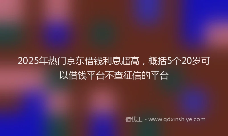 2025年热门京东借钱利息超高，概括5个20岁可以借钱平台不查征信的平台