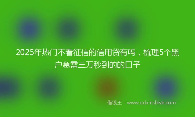 2025年热门不看征信的信用贷有吗，梳理5个黑户急需三万秒到的的口子
