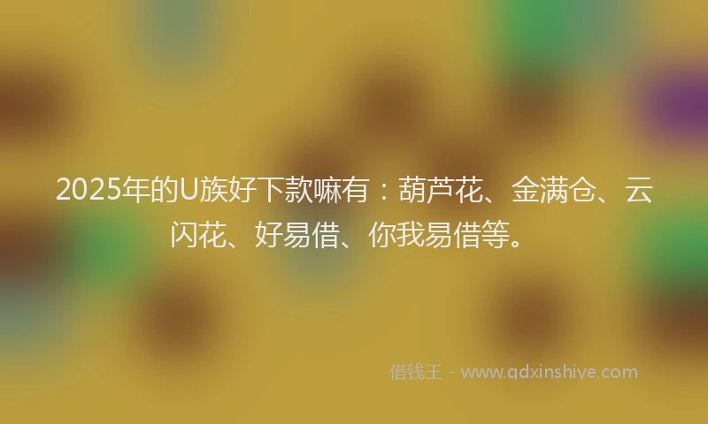 2025年的U族好下款嘛有：葫芦花、金满仓、云闪花、好易借、你我易借等。