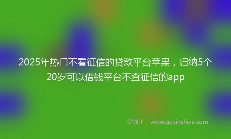2025年热门不看征信的贷款平台苹果，归纳5个20岁可以借钱平台不查征信的app