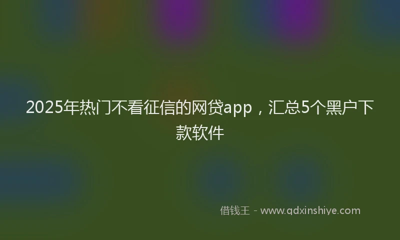 2025年热门不看征信的网贷app，汇总5个黑户下款软件