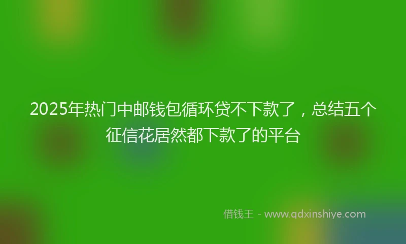 2025年热门中邮钱包循环贷不下款了，总结五个征信花居然都下款了的平台