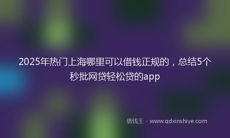 2025年热门上海哪里可以借钱正规的，总结5个秒批网贷轻松贷的app
