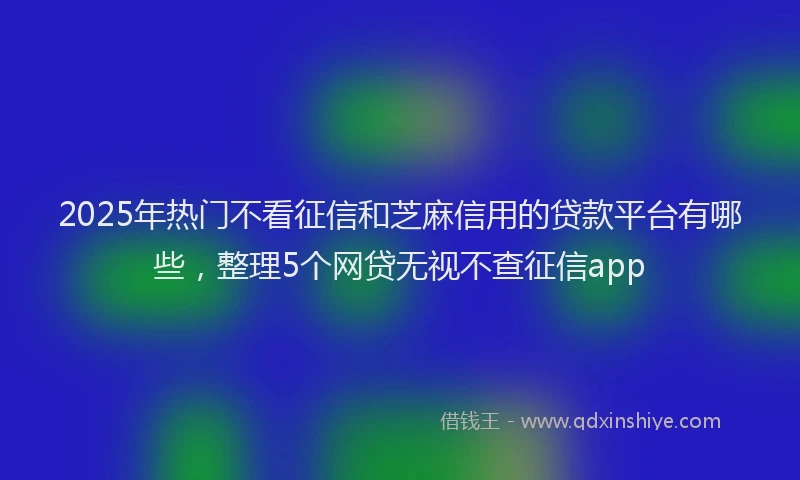2025年热门不看征信和芝麻信用的贷款平台有哪些，整理5个网贷无视不查征信app