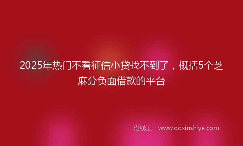 2025年热门不看征信小贷找不到了，概括5个芝麻分负面借款的平台