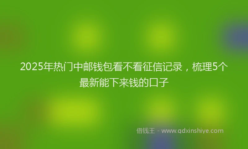 2025年热门中邮钱包看不看征信记录，梳理5个最新能下来钱的口子